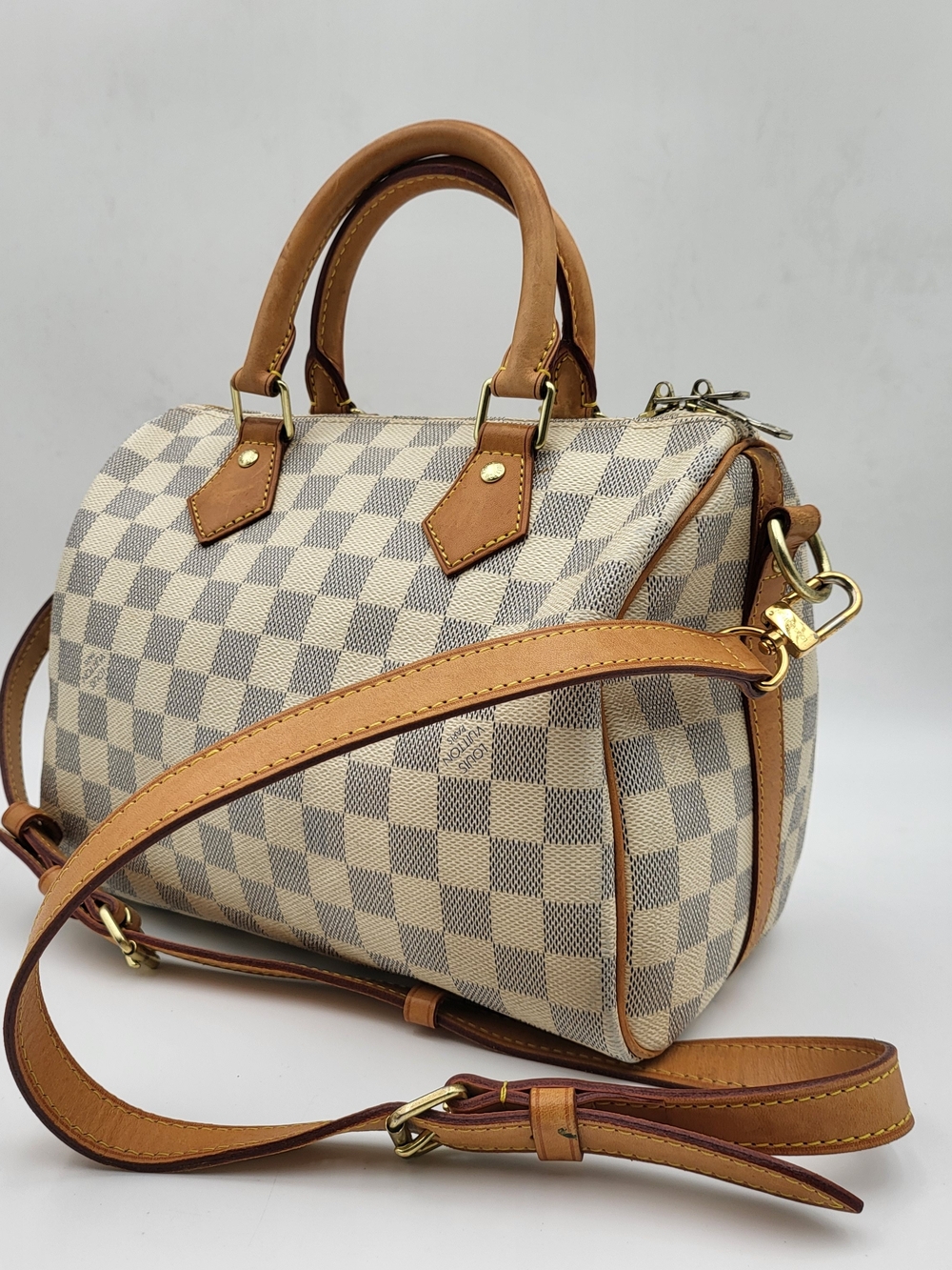 LOUIS VUITTON Damier Azur Speedy 25 Bandouliere.. Authentic !! France 2016.